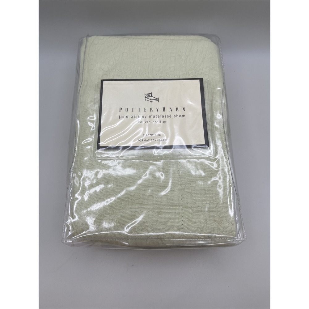 Pottery Barn‎ Jane Paisley Quilted Standard Pillow Sham Light Celery Green New